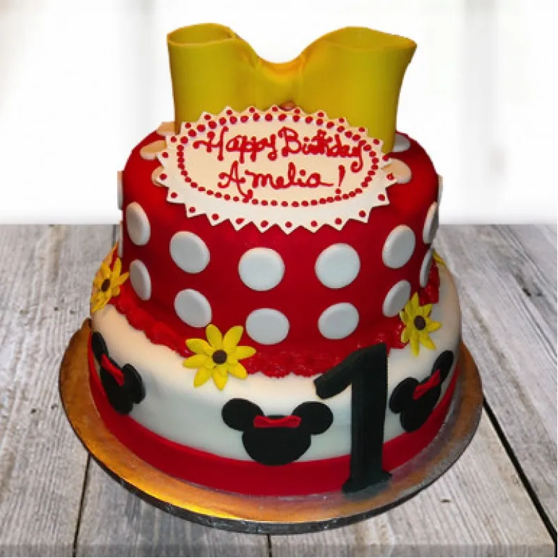 Minnie Mouse Birthday Cake (2 Tier) with Delivery in Noida, East Delhi, and South East Delhi