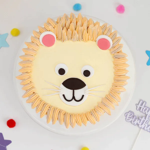 Delicious Lion Face Cream Cake with Delivery in Noida, East Delhi, and South-East Delhi