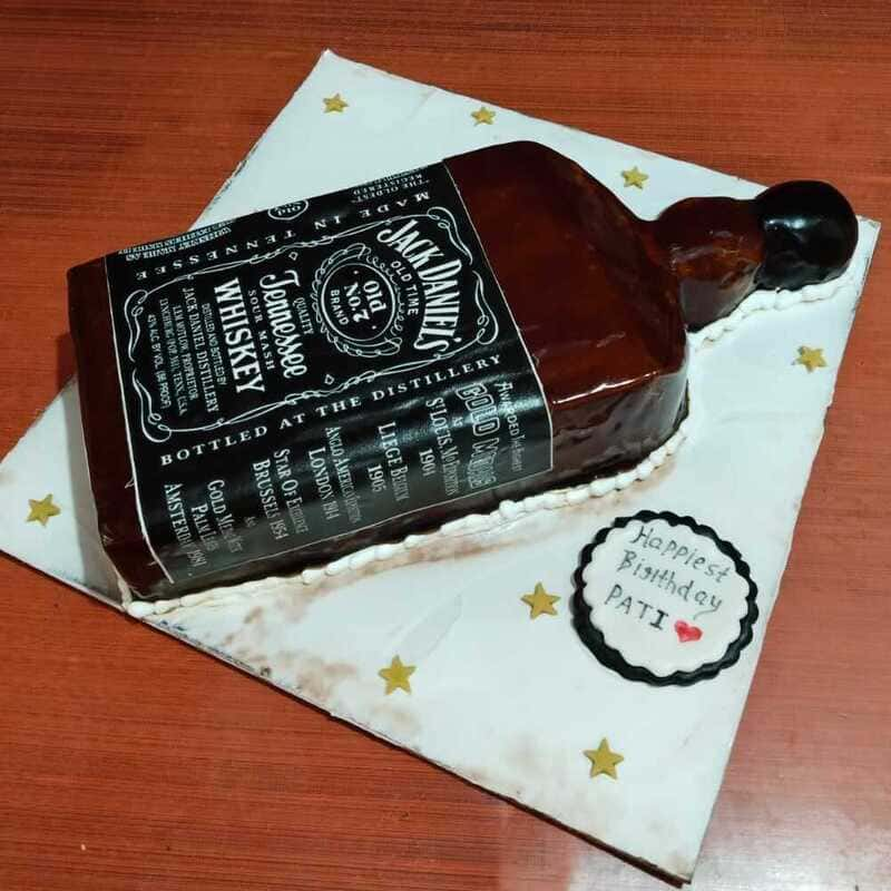 Jack Daniels Bottle Cream Cake with Delivery in Noida, East Delhi, and South-East Delhi