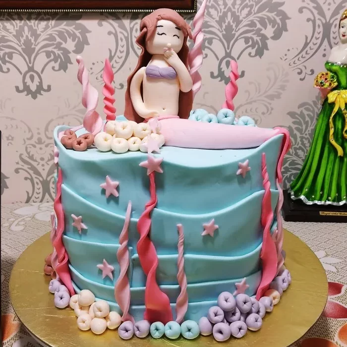 Mermaid Theme Fondant Cake with Delivery in Noida, East Delhi, and South-East Delhi